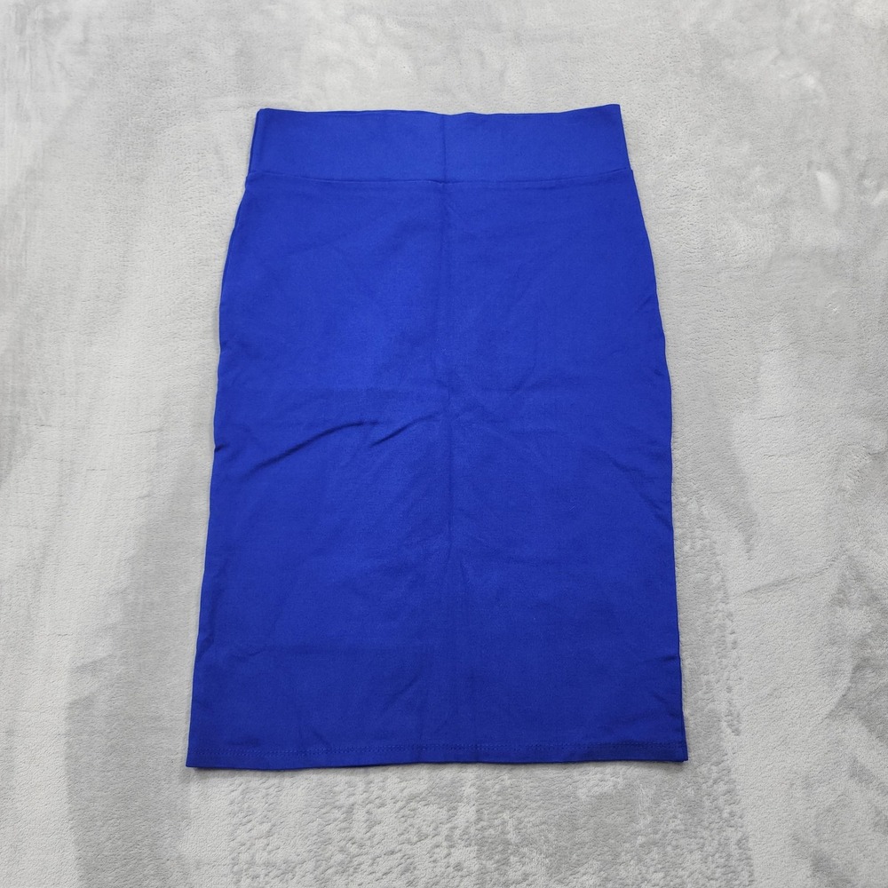 Double Take Skirt Womens M Blue Knit Pencil Knee Length Pull On Stretch Office
